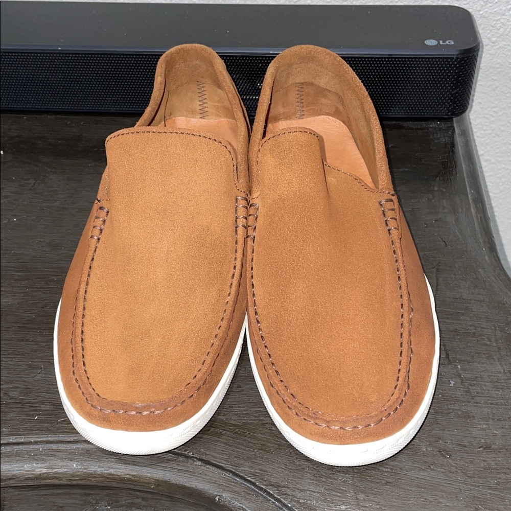 Piero Masetti Tan Suede Slip-On Loafers